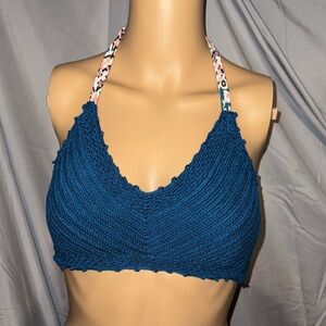 Xhilaration Blue Textured Bikini Top